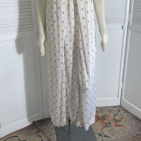 Vintage Sears Slip Dress Nylon Shiny Nightgown Lingerie Floral Stripe Size Small - Picture 3 of 15